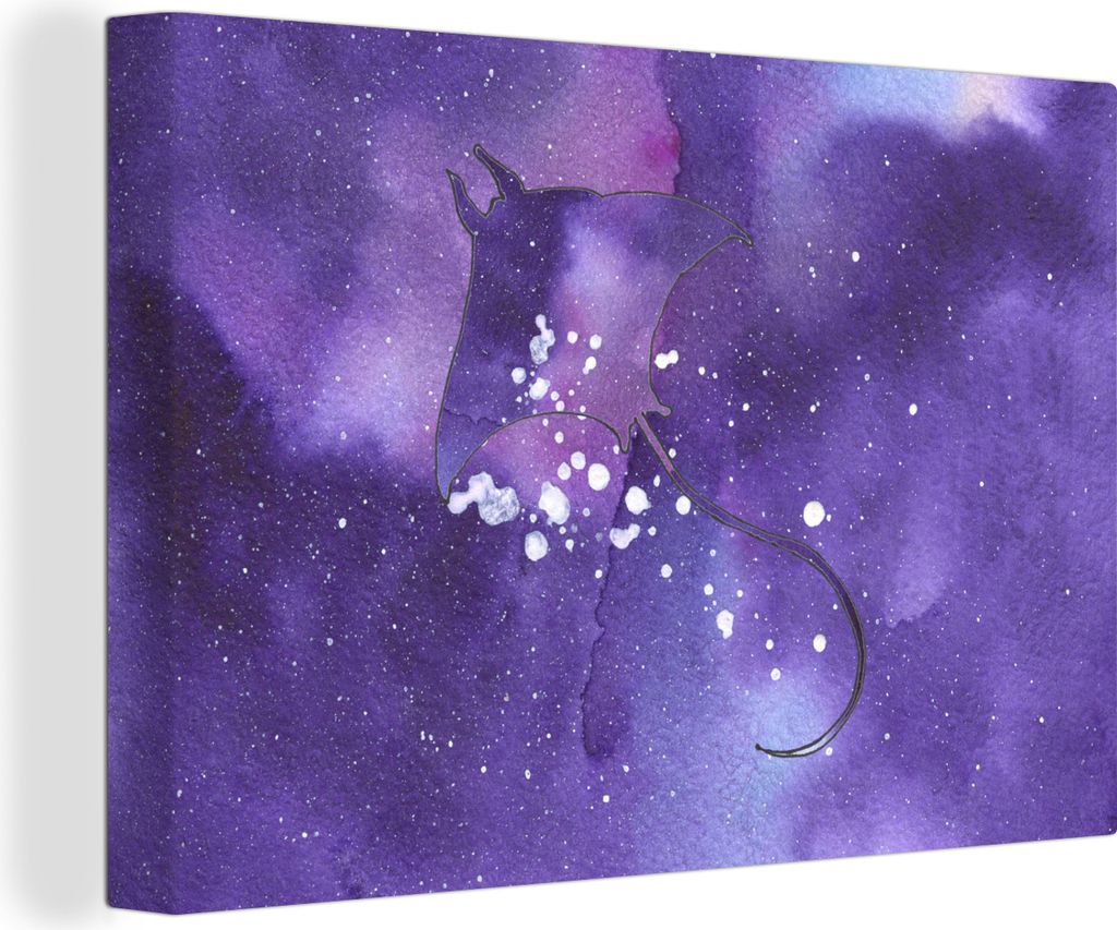 OneMillionCanvasses - Leinwandbilder - 150x100 cm, Manta - Weltraum - Lila, Wandbilder Kunstdruck Wanddekoration