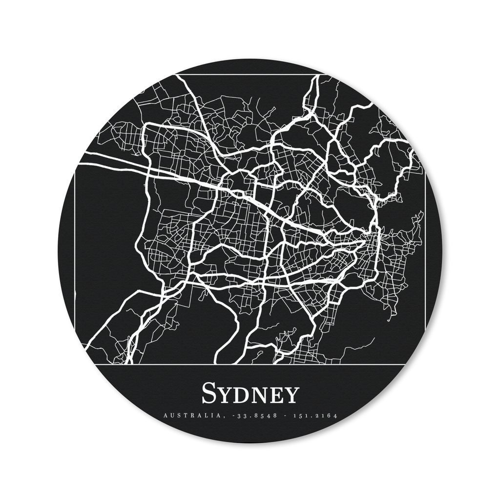 MuchoWow Mauspad Mousepad Karte - Sydney - Stadtplan 50x50 cm - Mousepads - Maus Mat - Pad - Mausunterlage - Vinyl