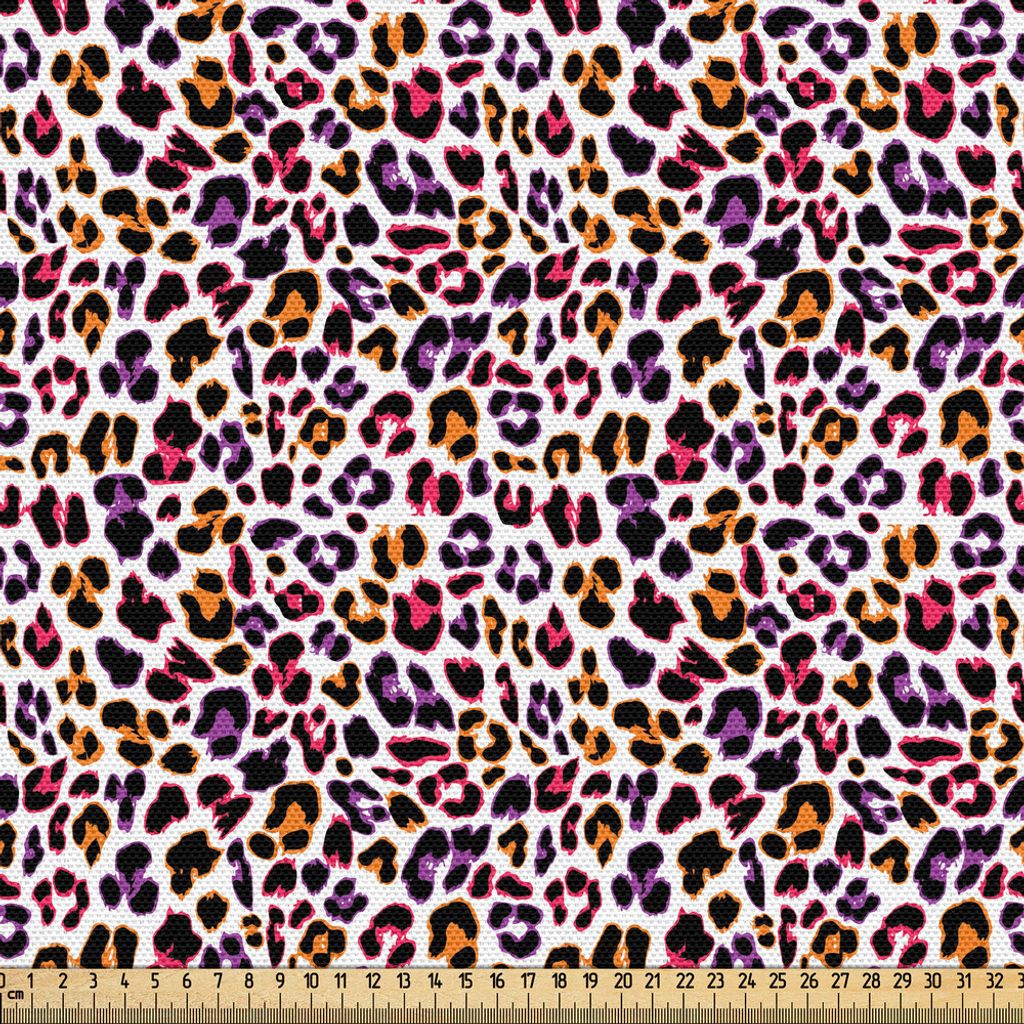 ABAKUHAUS afrikanisch Gewebe als Meterware, Leopard-Haut-Motiv mit abstraktem Safari-Tier-Tarnungs-Muster, 10 M (148 x 1000 cm), Magenta Violet Mar...