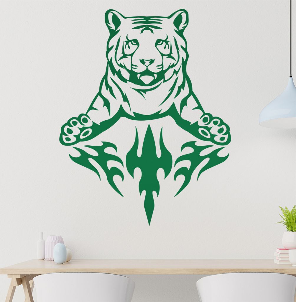Flammen Tiger Wandtattoo in 6 Größen - Wandaufkleber Wall Sticker - Dekoration, Küche, Wohnzimmer, Schlafzimmer, Badezimmer