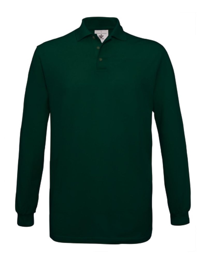 Poloshirt Safran Longsleeve / Uni - Farbe: Bottle Green - Größe: S