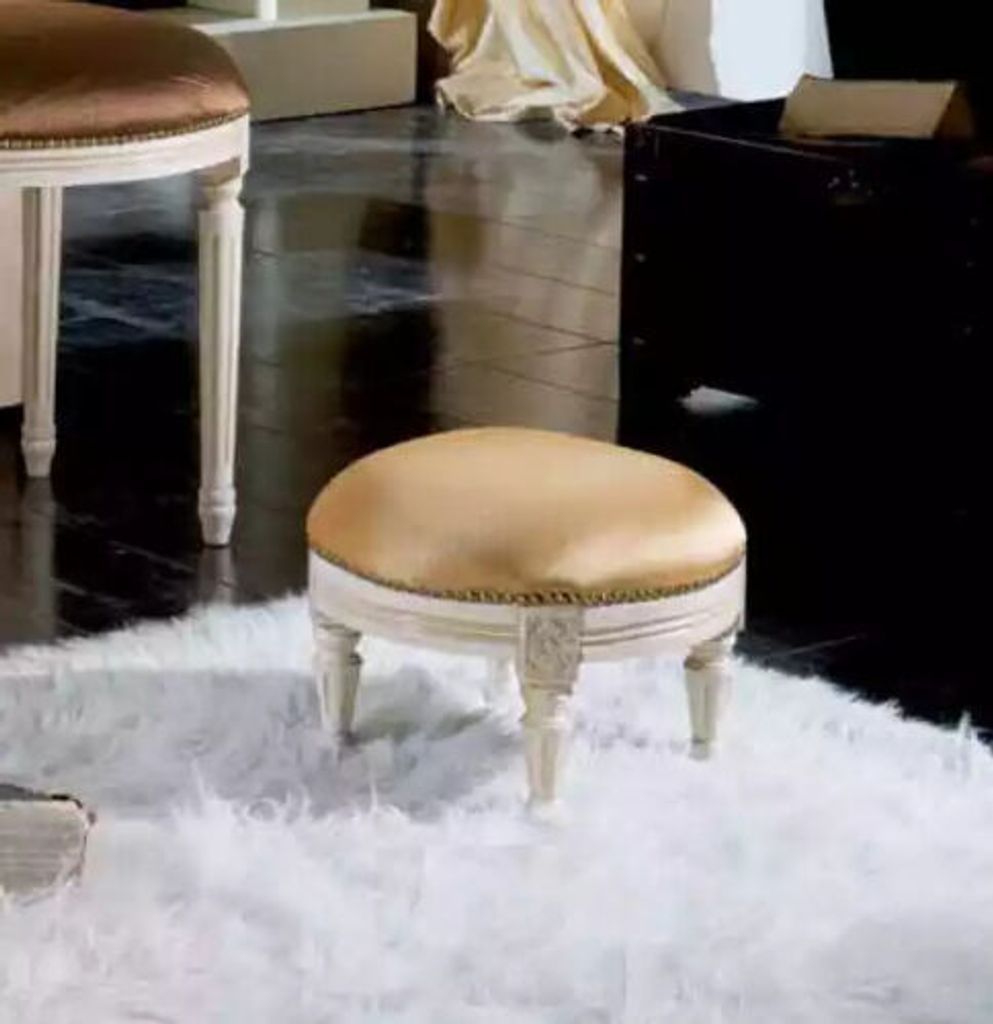 Hocker Beige Textil 34 x 34 x 26 cm JVmoebel