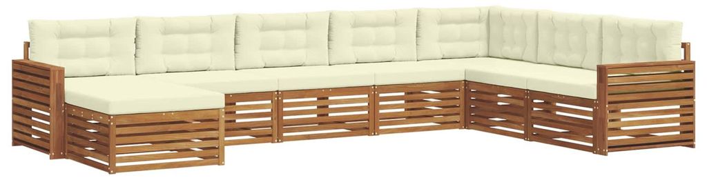 vidaXL Outdoor-Sofagarnitur mit Kissen 8 pcs Natur und Creme