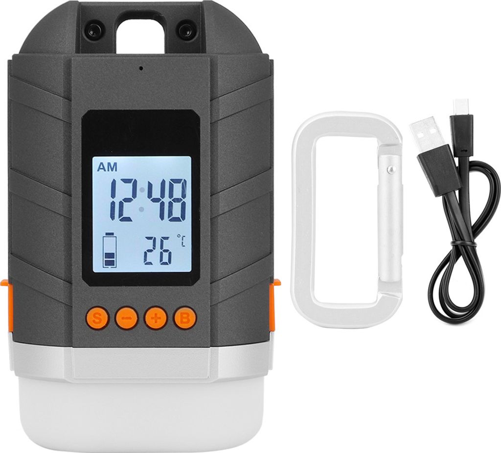 USB-Ladegerät Wasserdichte LED Camping Licht Power Bank Temperatur Strom Zeitanzeige