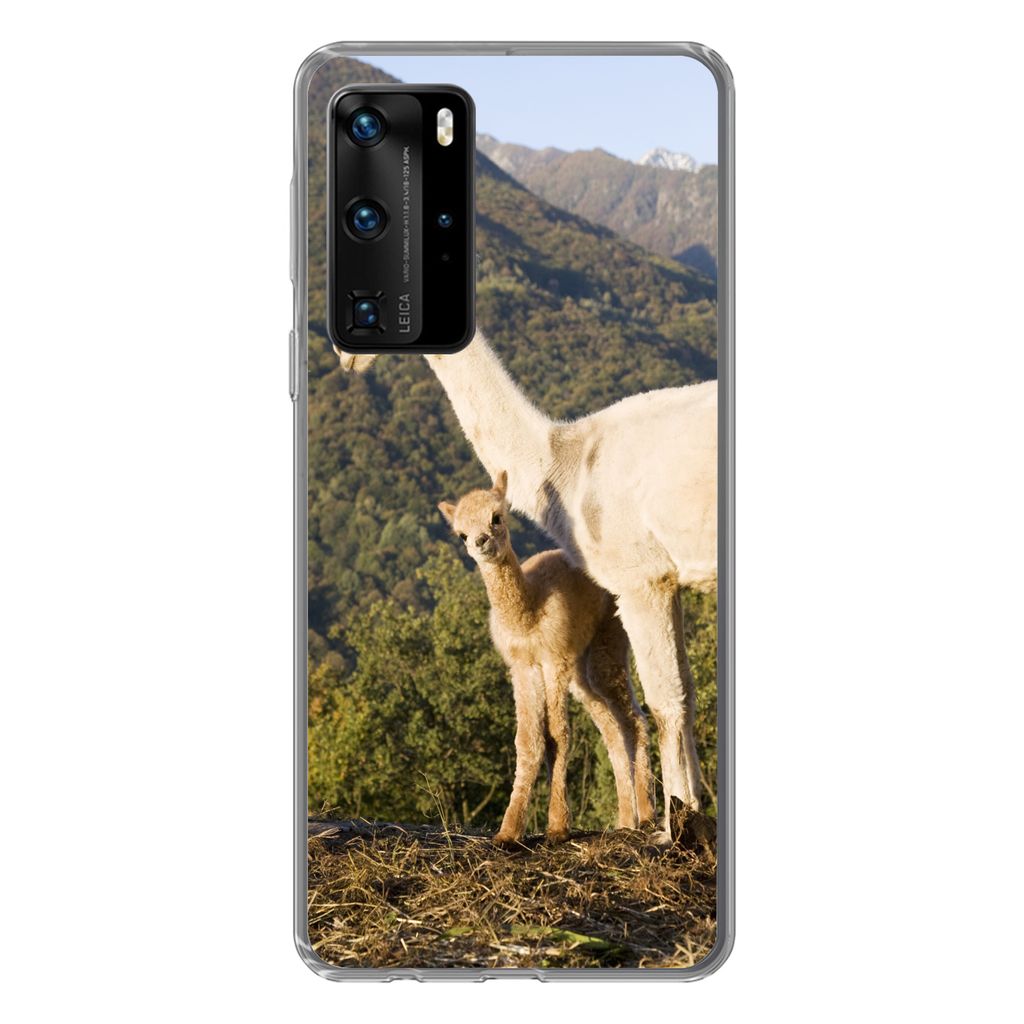 MuchoWow Handyhülle Schutzhülle Hülle für Huawei P40 Pro Alpakas - Berge - Natur Silikon Softcase Handy Hülle - Schutz