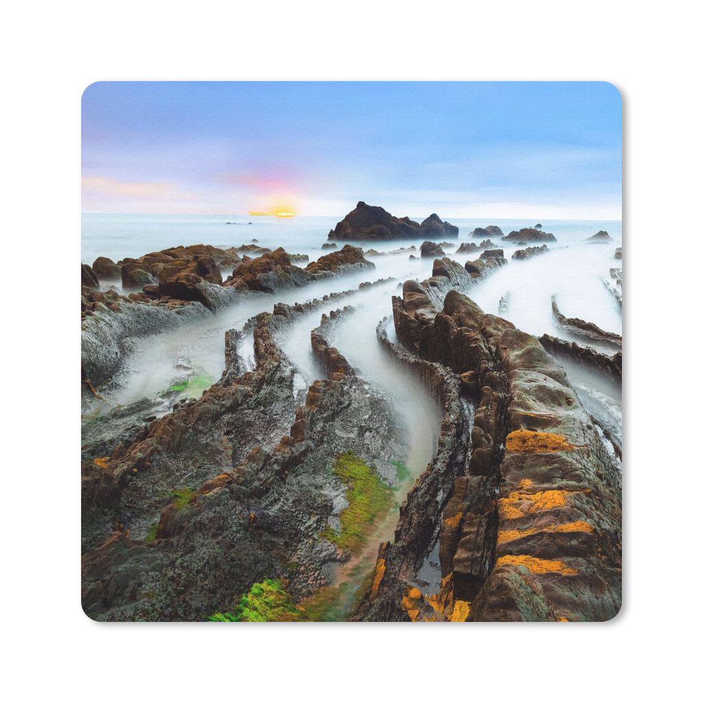 MuchoWow Mauspad Mousepad Nebel - Felsen - Wasser - Natur 30x30 cm - Mousepads - Maus Mat - Pad - Mausunterlage - Gaming