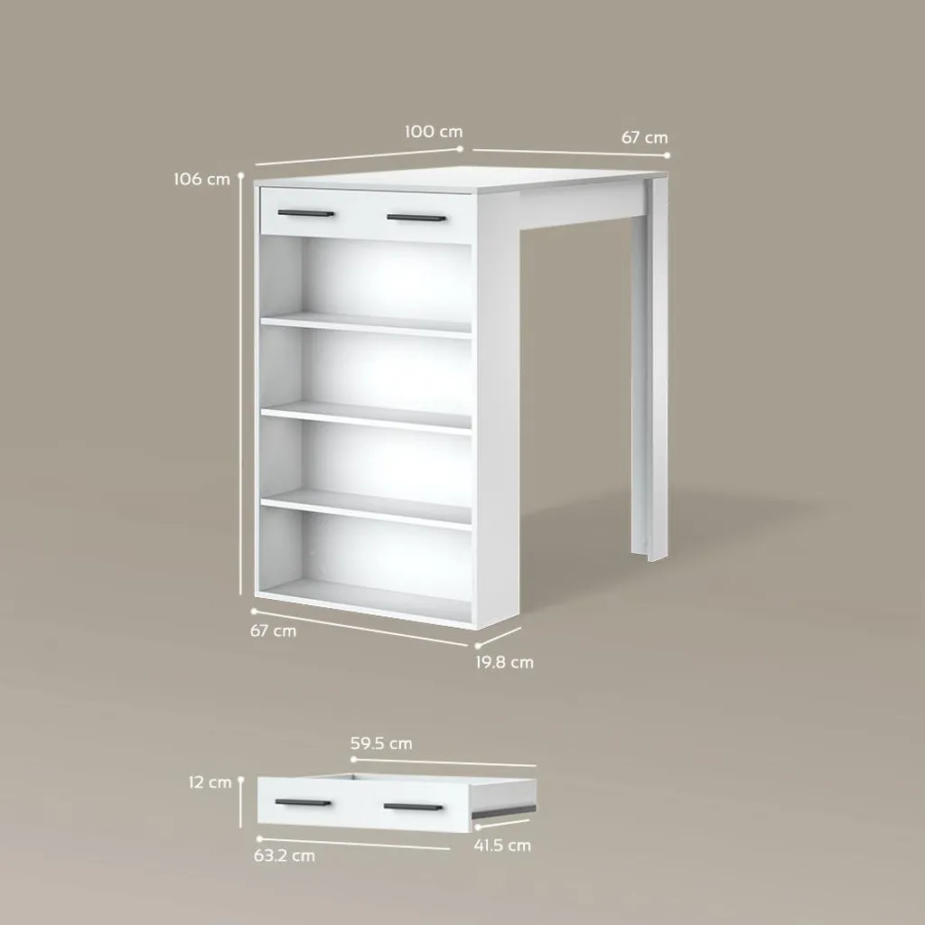 Mange-debout blanc compact Livinity Regusa table de bar en bois - 3