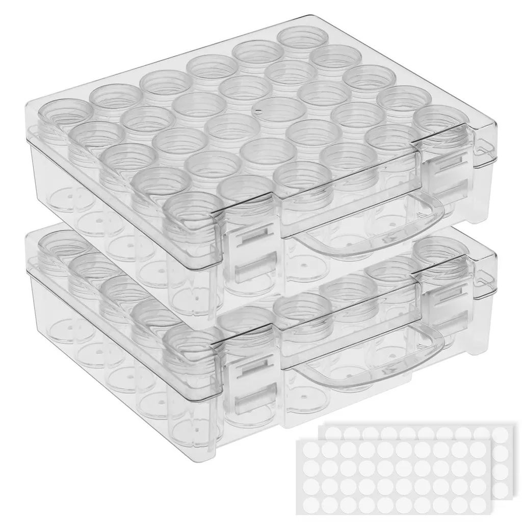 Boîte de rangement Diamond Painting pour adultes avec 30 pots et étiquettes