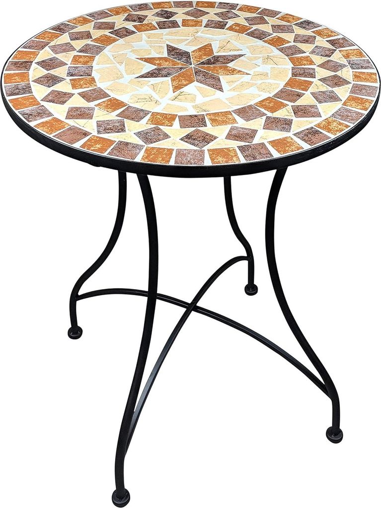 Runde Mosaik Gartentisch - 60 cm - Mediterraner Beistelltisch