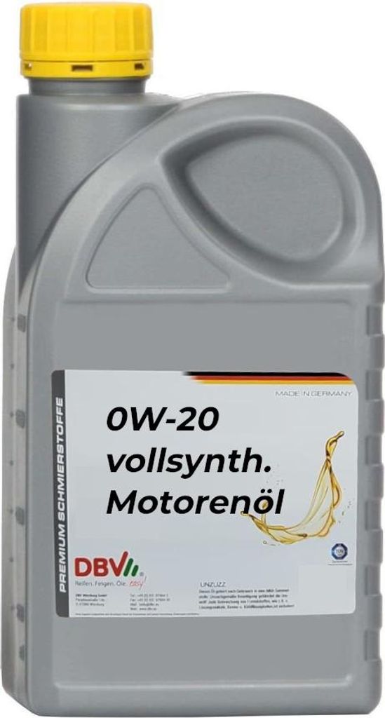 DBV 0W/20 vollsynthetisches Motorenöl 10 x 1-Liter-Dose