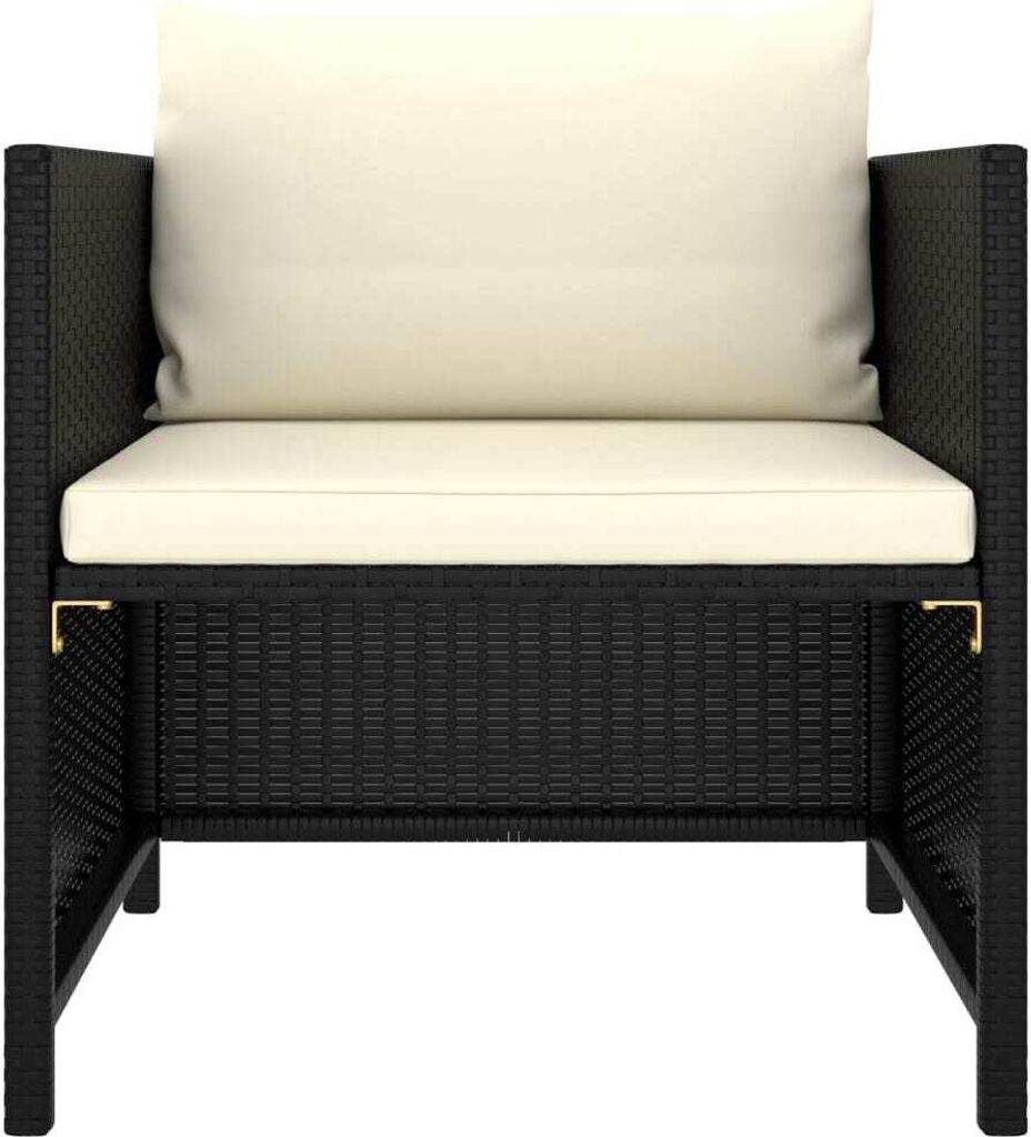 vidaXL Canapé de jardin avec coussins noir Poly rotin Image du produit 