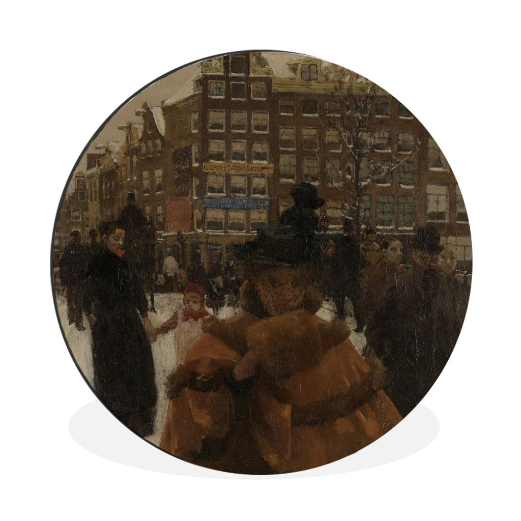 MuchoWow Aluminium Wandkreis Die Singelbrücke in der Paleisstraat in Amsterdam - Gemälde von George Hendrik Breitner Ø 90 cm Wanddeko Modern W...