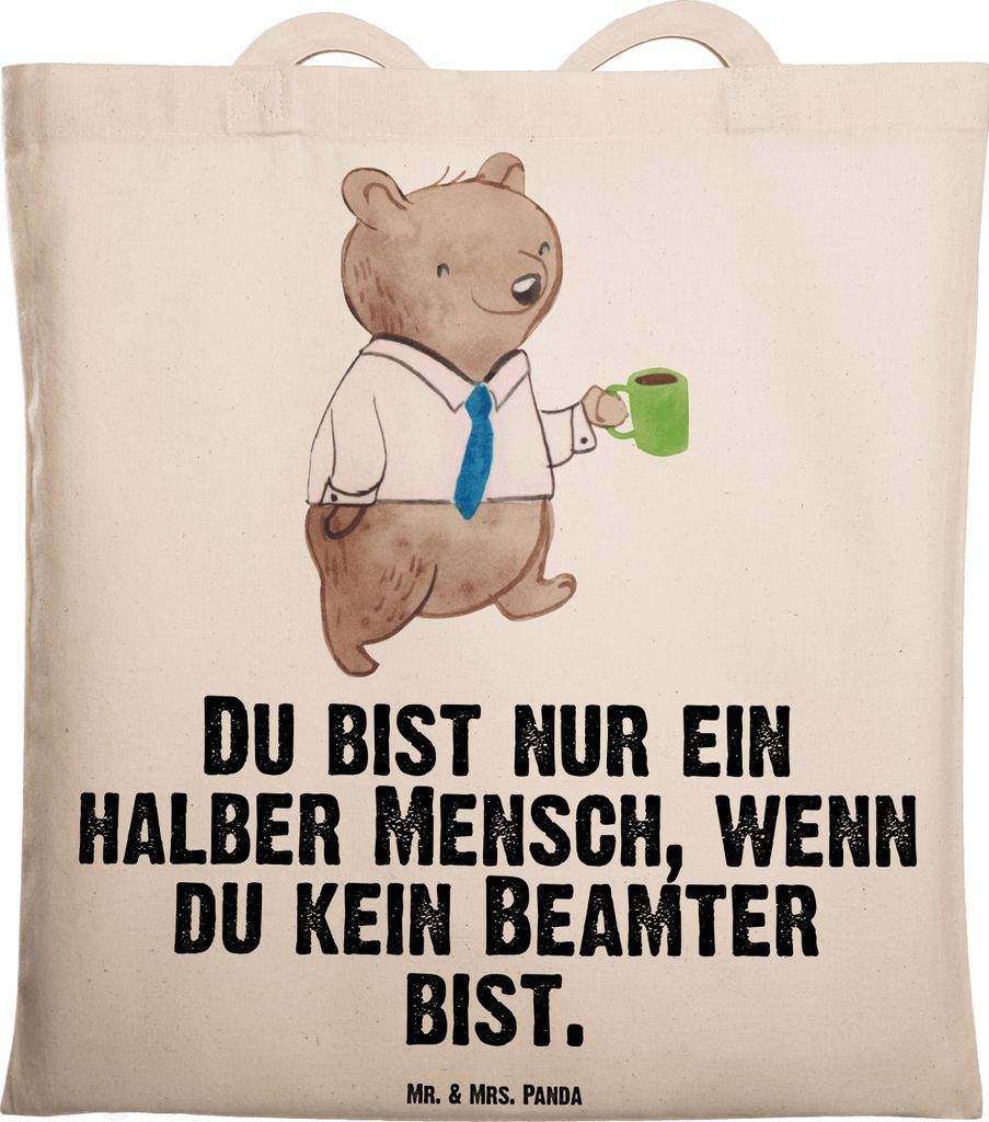 Mr. & Mrs. Panda Beutel Beamter Herz - Transparent - Geschenk, Tote Bag, Uni Tasche, Shopping, Verbeamtung, Öffentlicher Dienst, Jutetasche, umhä...