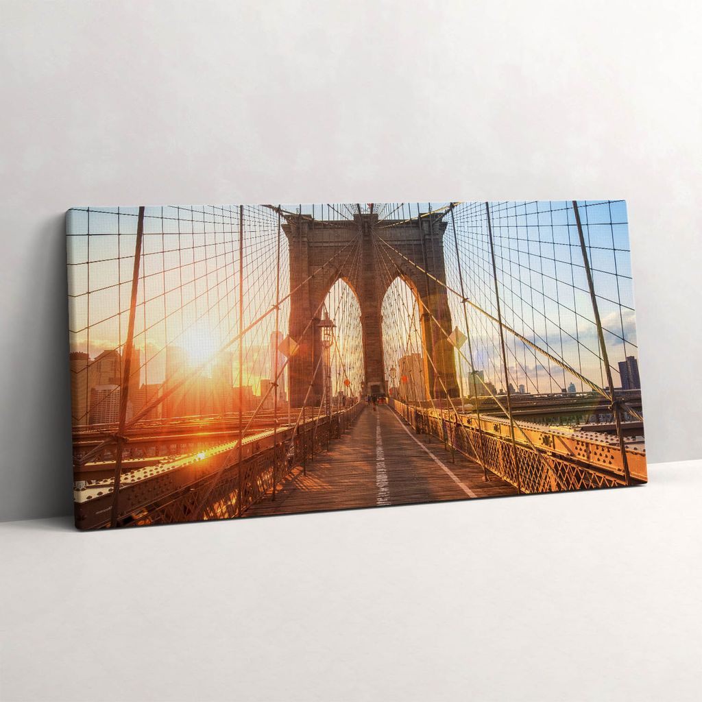 Brooklyn-Brücke NYC – Leinwandbild Wandbild – 140x70 cm – Leinwandbilder – Wandbilder – Schlafzimmer – Flur