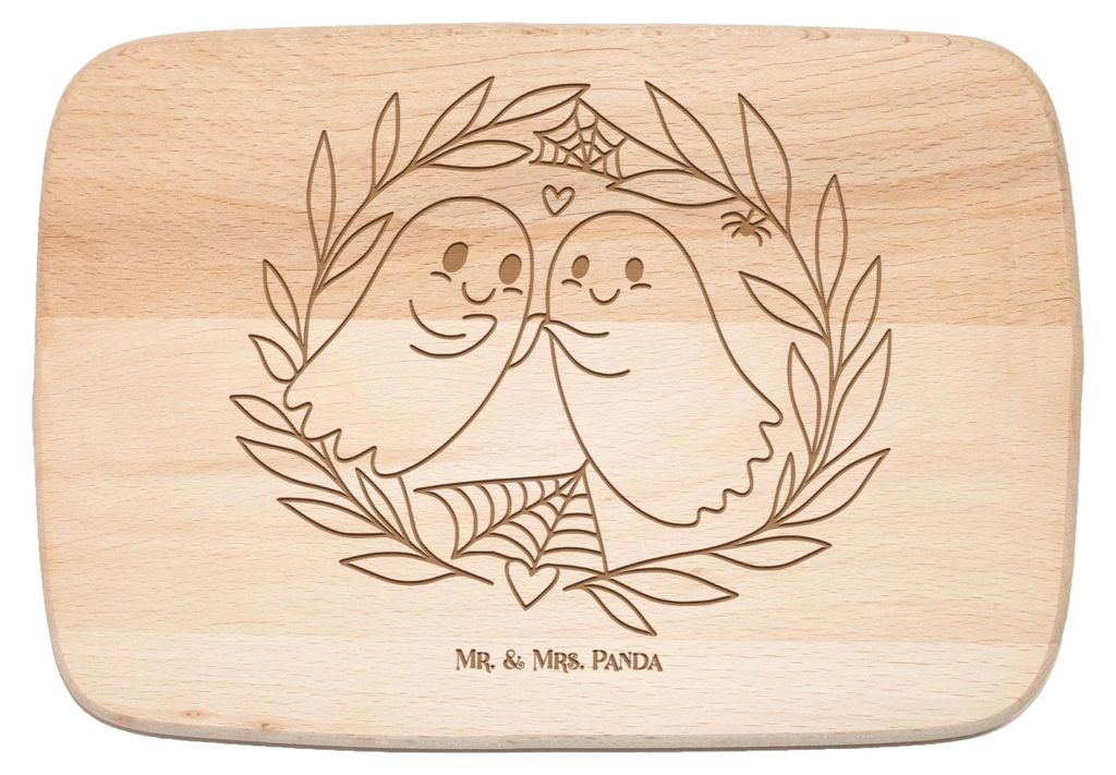 Mr. & Mrs. Panda Schneidebrett Gespenster Liebe - Transparent - Geschenk, schneidbrett, Dekoration, Gespenst, Frühstücksbrettchen, Verliebt, Paar...