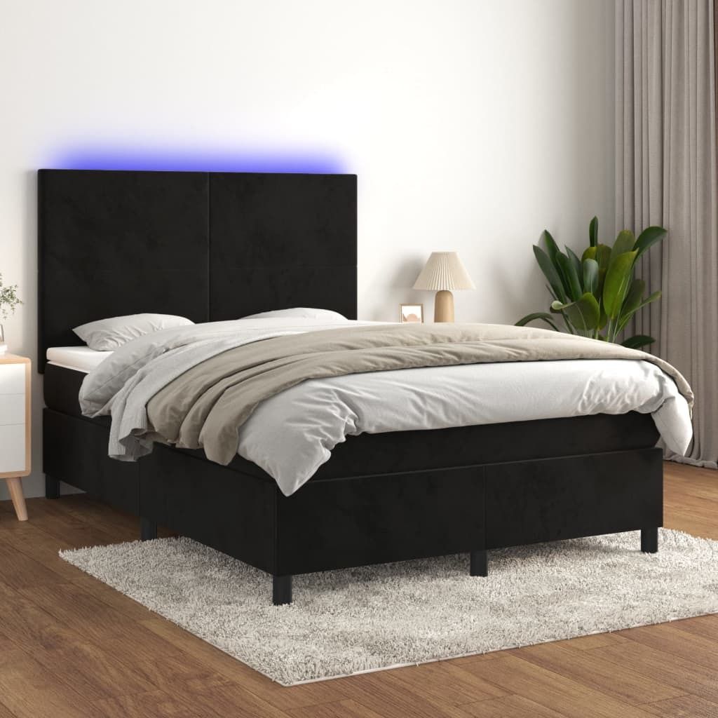 Maison Exclusive - Boxspringbett mit Matratze & LED Schwarz 140x190 cm Samt