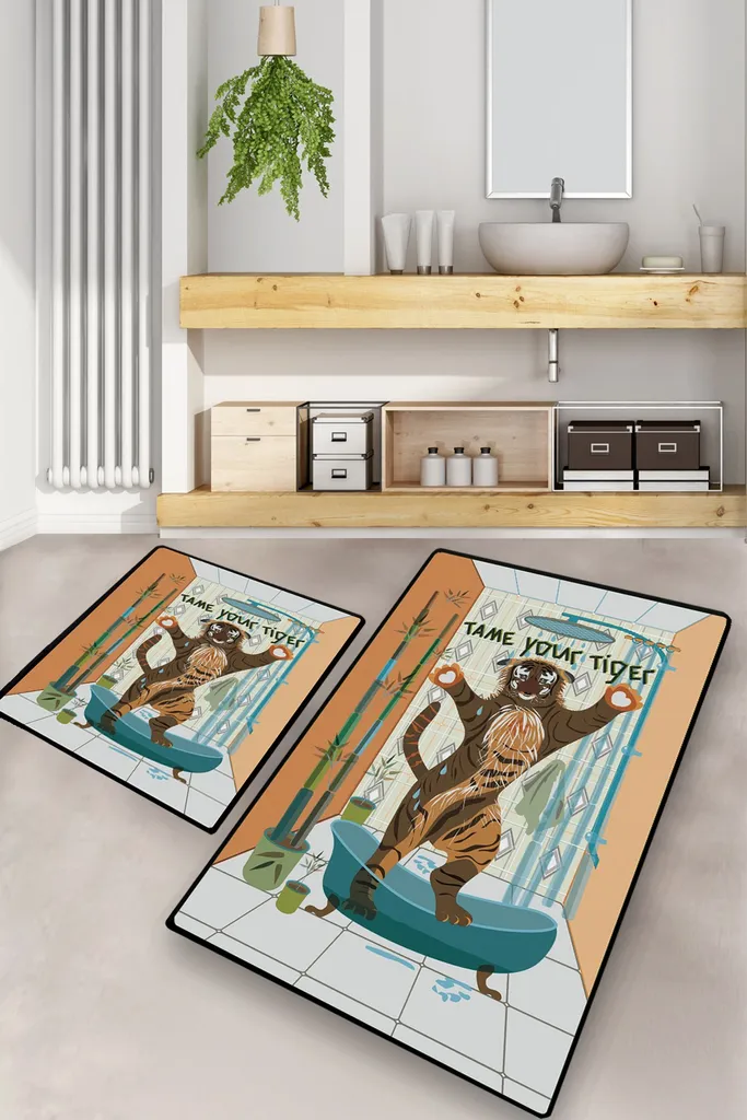 Set 2 Tappeti Mijolnir Poliestere 100% - Antiscivolo 50x60 Multicolore