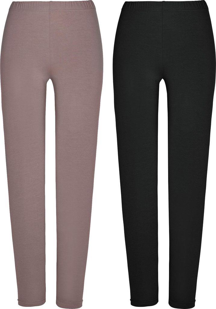 Erwin Müller Damen-Leggings, lang 2er-Pack taupe/schwarz 36 / 38