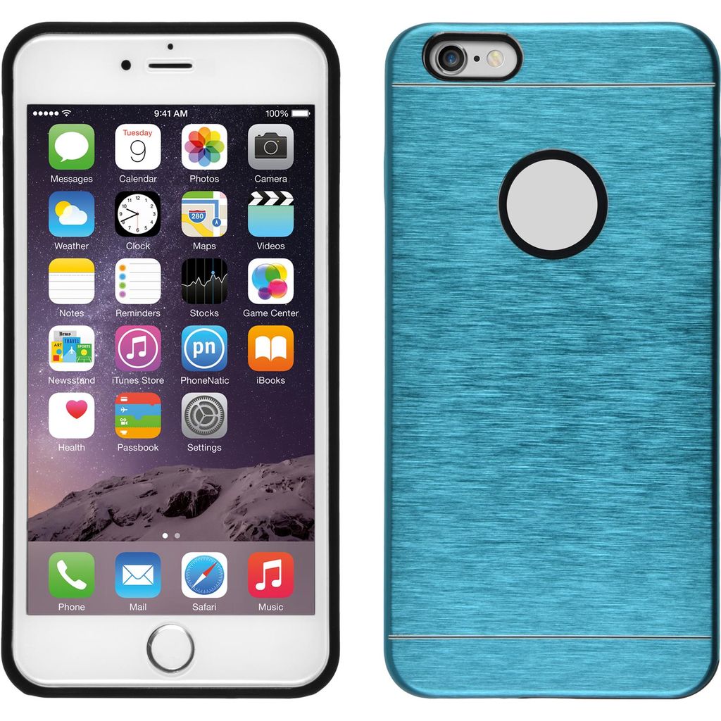 PhoneNatic Case kompatibel mit Apple iPhone 6 Plus / 6s Plus - Hülle blau Metallic Hard-case + 2 Schutzfolien