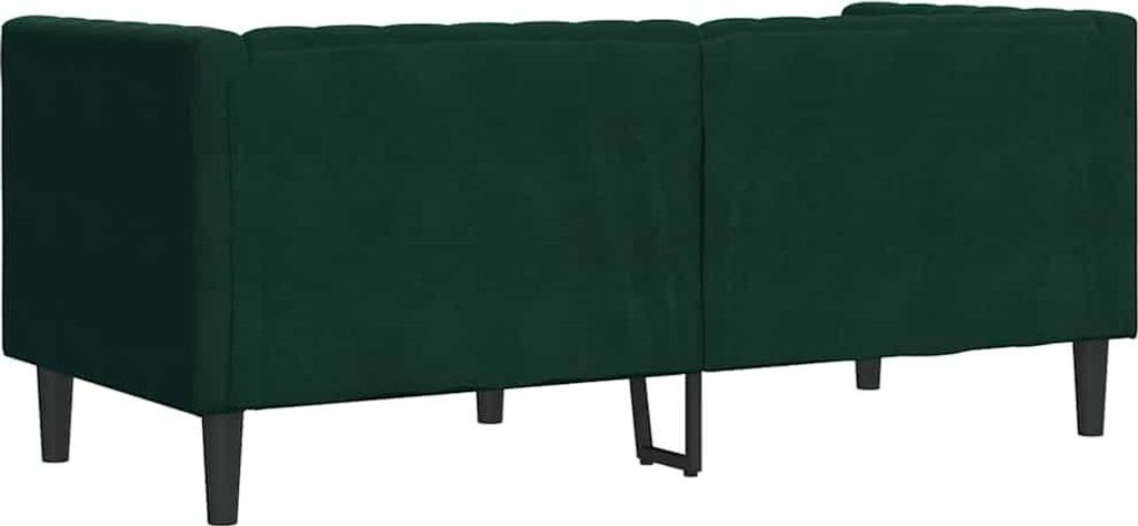 vidaXL Chesterfield-Sofa mit Nackenrollen 2-Sitzer Dunkelgrün Samt