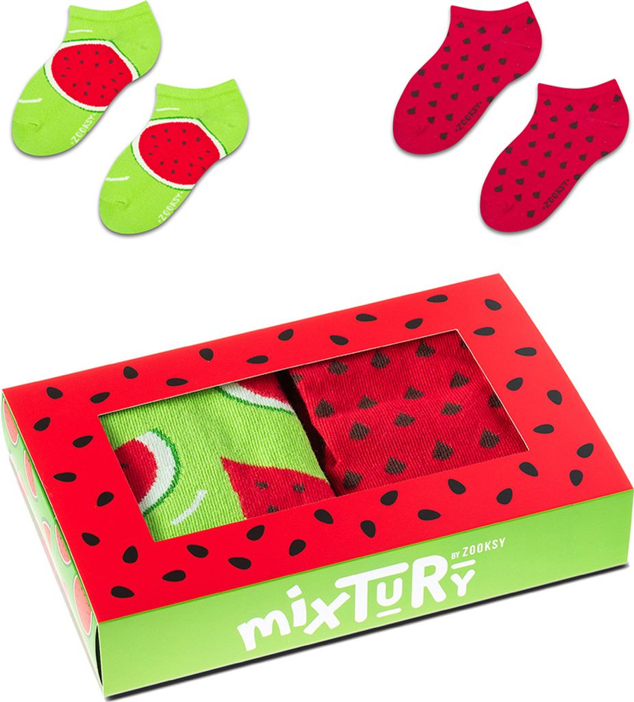 2 Paar Bunte Kurze Socken für Kinder 30-35, Wassermelonen-Fußsocken, Perfekt für den Sommer