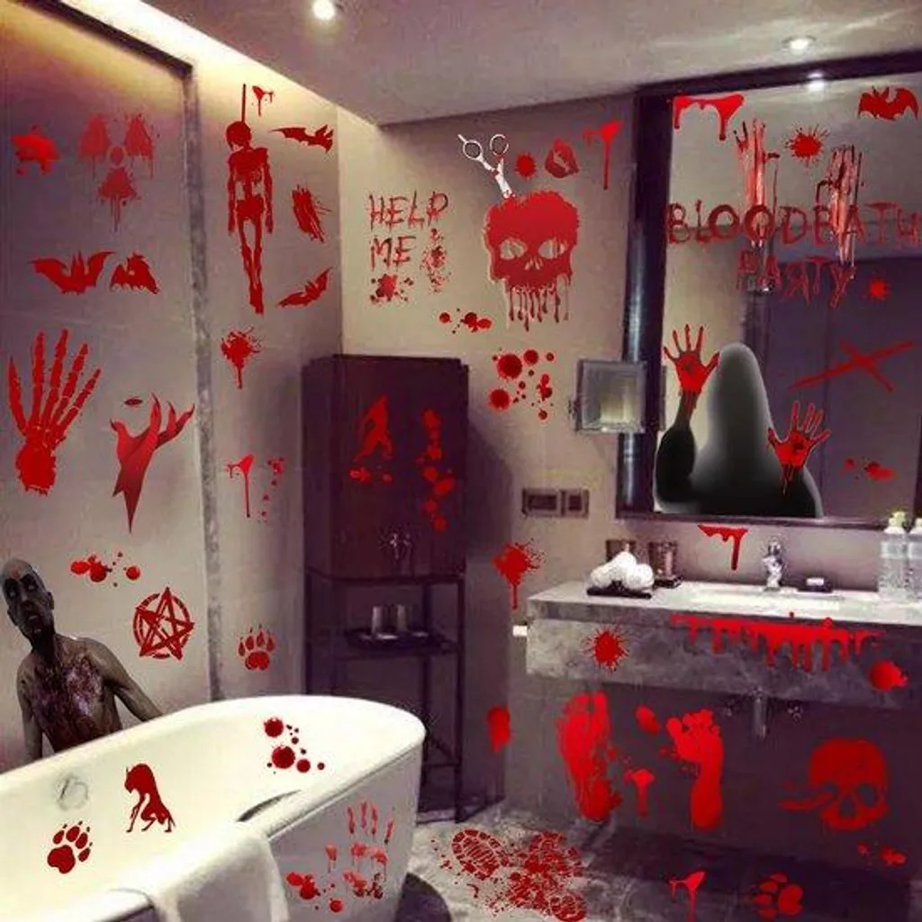Autocollants Halloween Effet Sanglant et Zombies pour Vitres - 10p