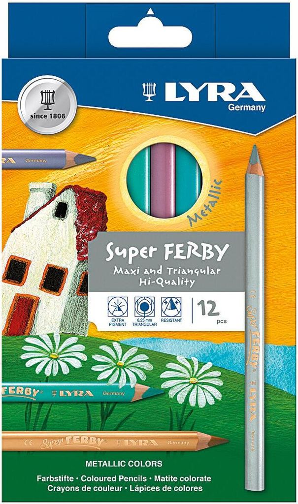 Crayons de couleur LYRA Super Ferby métallisés vernis boîte Image du produit 