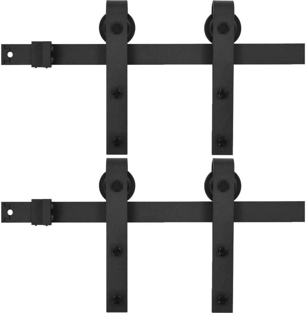 vidaXL Schiebetür-Beschlagsätze 2 Stk. 200 cm Stahl Schwarz