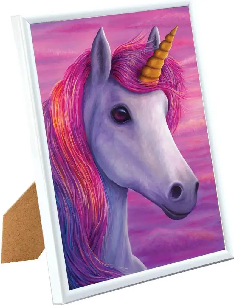 Tableau Licorne 21x25 encadré pour cadeau d'anniversaire ou déco mur