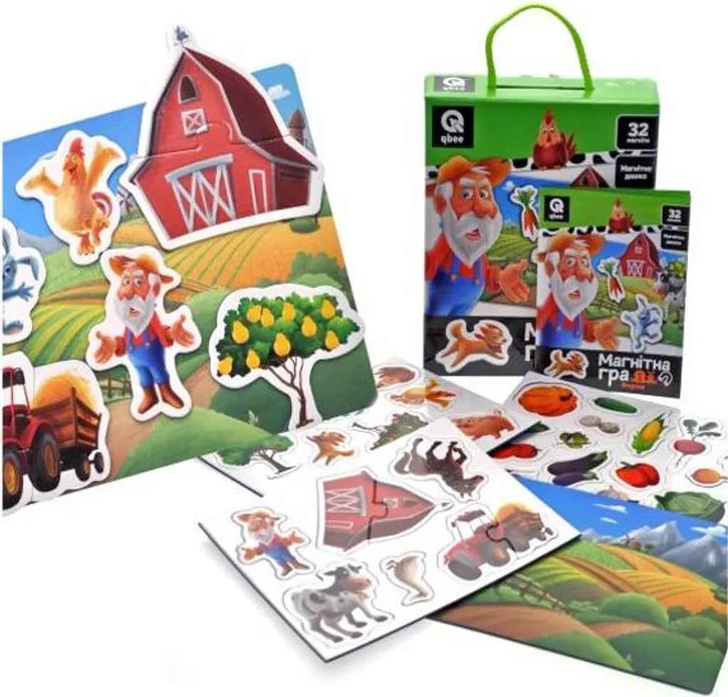 Mallette magnétique Ferme 32 magnets avec tableau noir pour le voyage