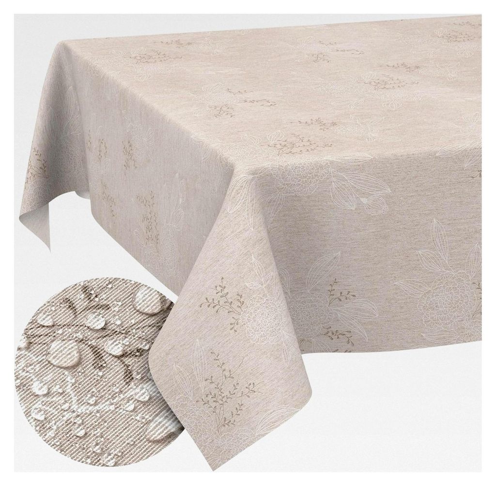 Stofftischdecke in verschiedenen Formen und Designs, abwaschbar und pflegeleicht, Japondi Beige 100x140cm