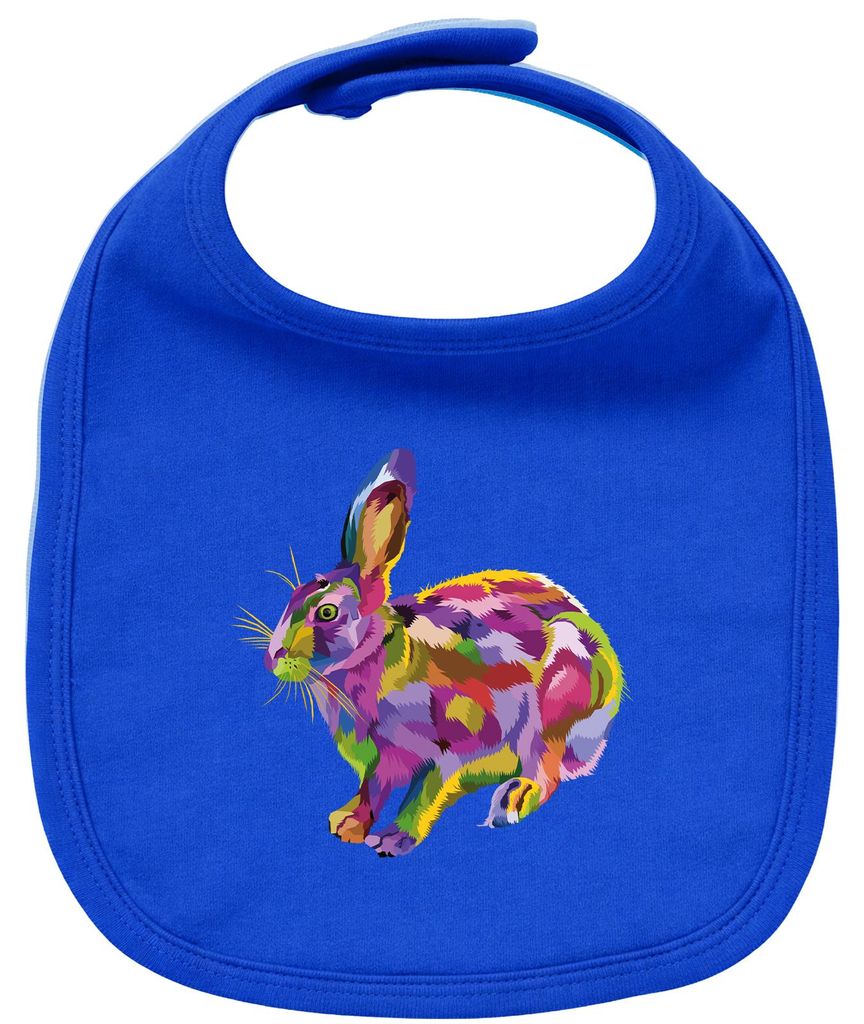 Huuraa Baby Lätzchen Hase Colorful Royal Blue Klettverschluss Baumwolle Latz Geschenkidee