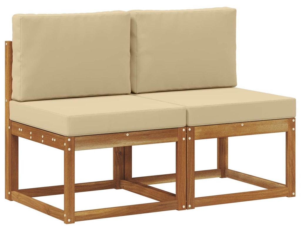 vidaXL 2 Stück Outdoor Mittelsofa Massivholz Akazie Natur