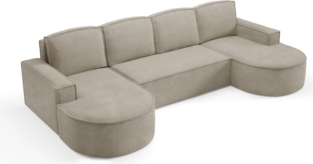 DomoHome Ecksofa Molly U Freistehendes, mit Schlaffunktion, SCHLAFFUNKTION 140x273cm, Bettkasten und Abnehmbaren Kissen – 316x157x88cm, Curio Sto...