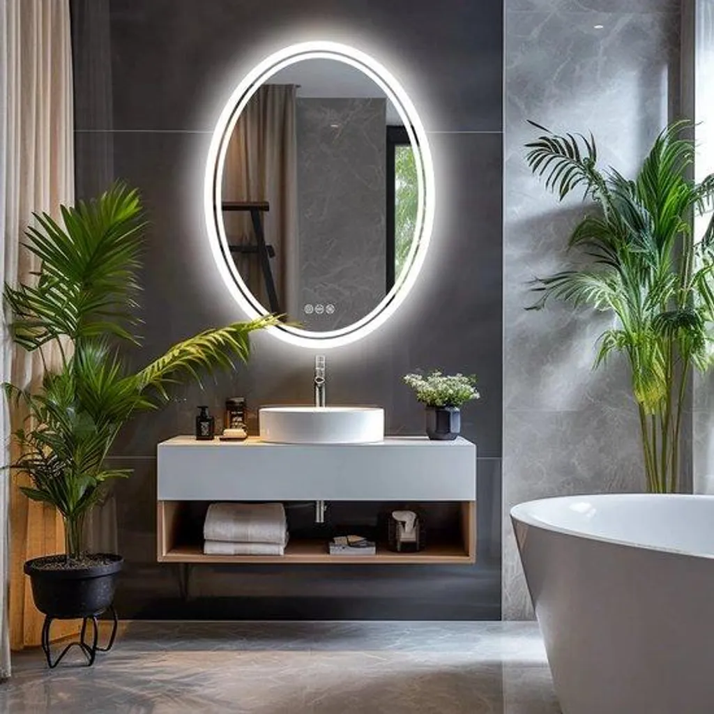 Miroir mural intelligent 60x80 cm idéal pour maquillage et rasage