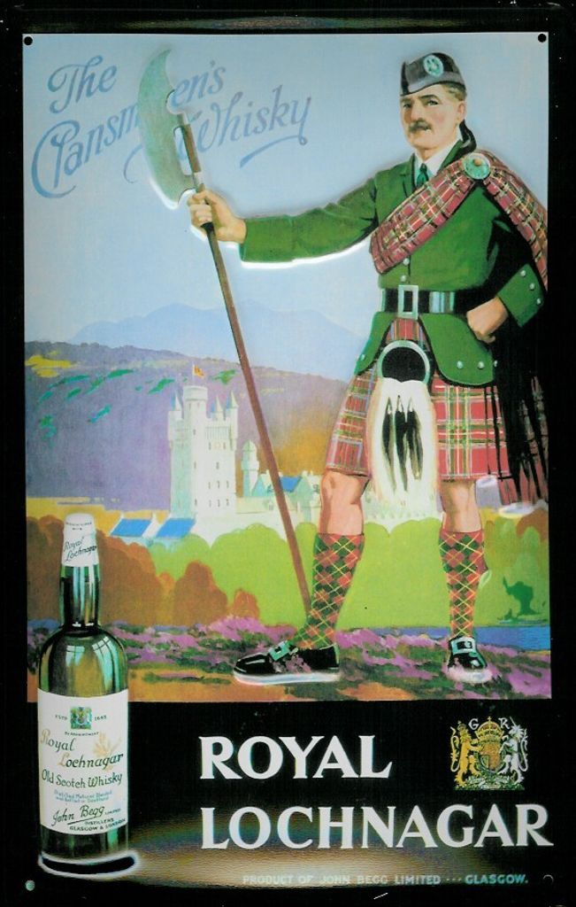 Blechschild Royal Lochnagar Scotch Whisky Schotte Kilt retro Schild