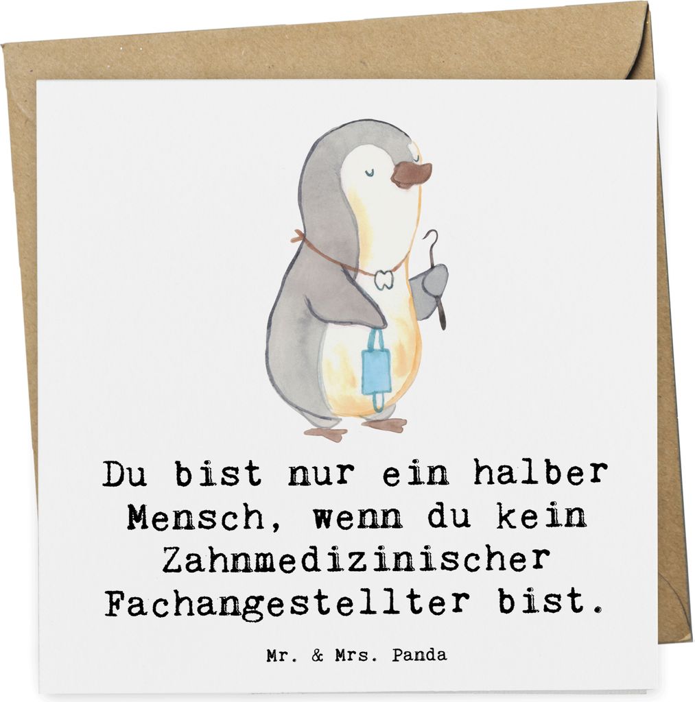 Mr. & Mrs. Panda Grußkarte Zahnmedizinischer Fachangestellter Herz - Weiß - Geschenk, Glückwunschkarte, anlasskarte, doppelkarte, faltkarte, Kla...