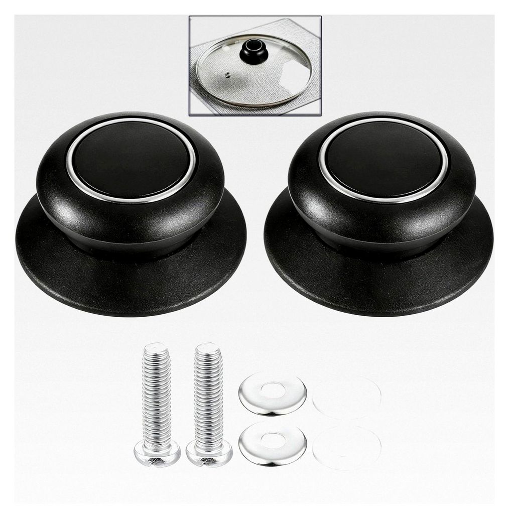 2 Stück Universal Topfdeckelknöpfe mit Schrauben, hitzebeständige Ersatzknöpfe für Topfdeckel, Glasdeckel, Kasserolle und Wasserkocher