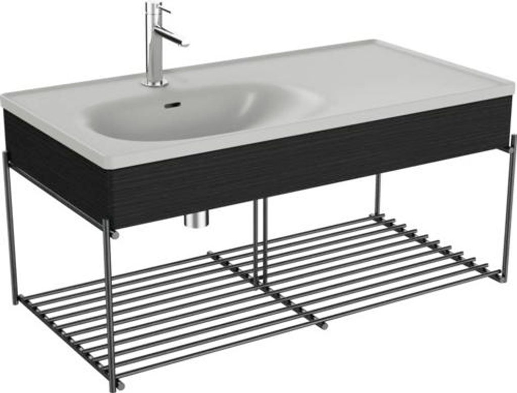 Waschbecken mit Ablagegitter VitrA Equal BxHxT 102.5x46.5x52 cm Frontfarbe schwarz eiche 66060