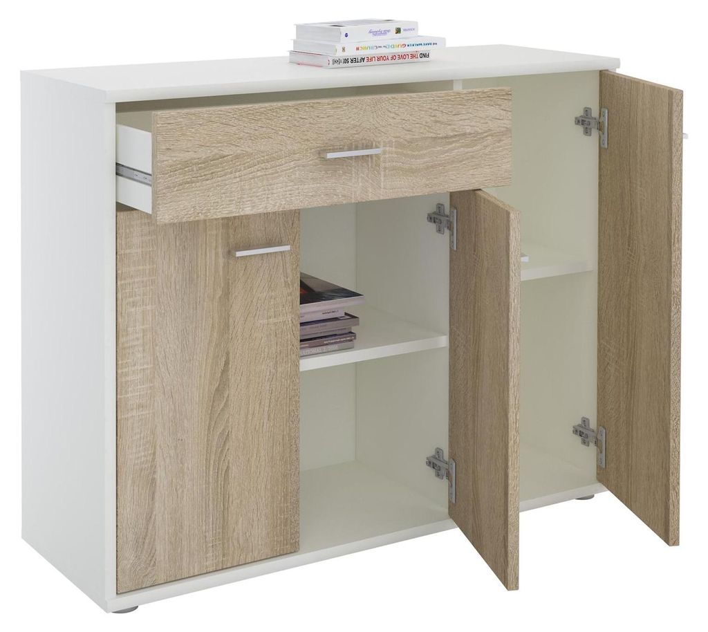 Sideboard ESTELLE Mehrzweckschrank,weiß/Sonoma Eiche mit 3 Produktbild 