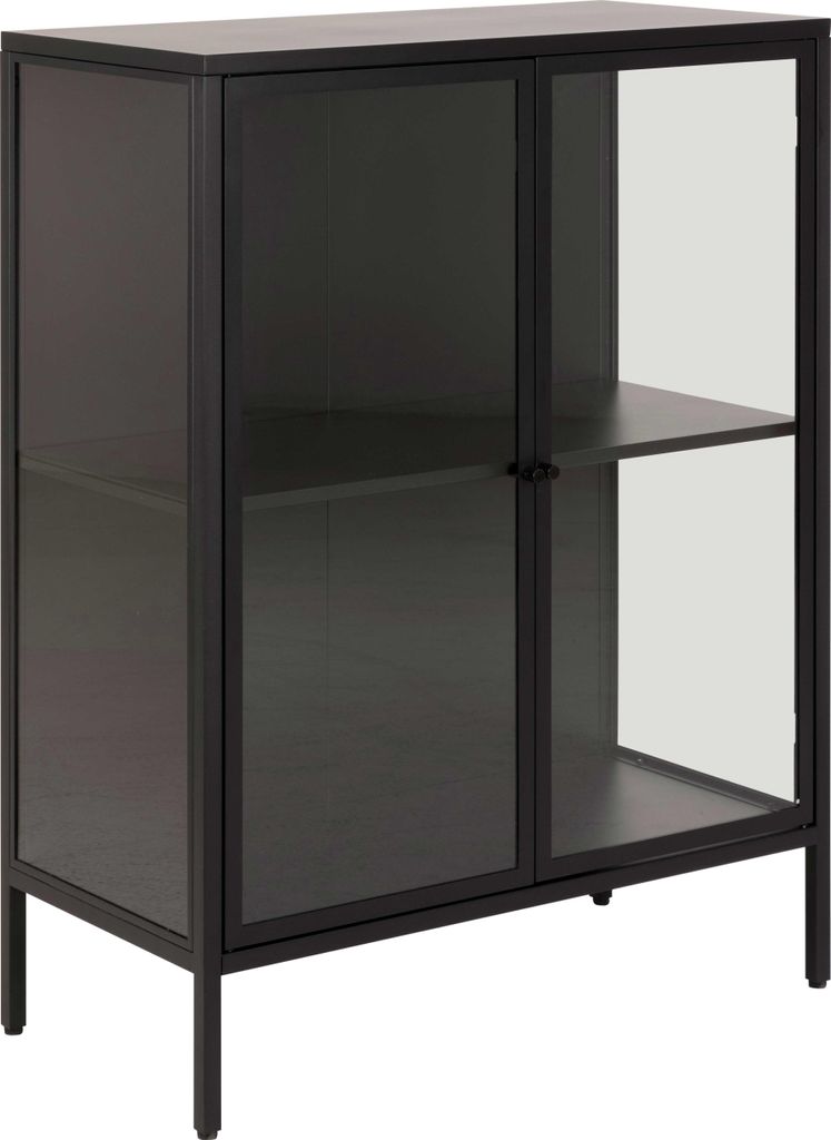 Newcastle Vitrinenschrank H99 mit 2 Glastüren, schwarz.