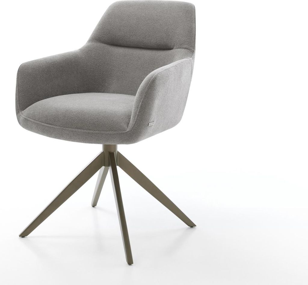 DELIFE Drehstuhl Pejo-Flex Strukturstoff Soft Grau Kreuzgestell breit Effektfinish Titan 360° drehbar Wippfunktion Taschenfederkern