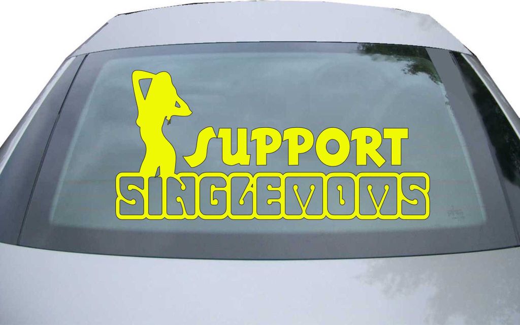 Indigos UG - Aufkleber Heckscheibe & Motorklappe DE2207 - neongelb - 600x285 mm - Support Single Moms - Auto Scheiben Fenster Heckklappe Tuning Rac...