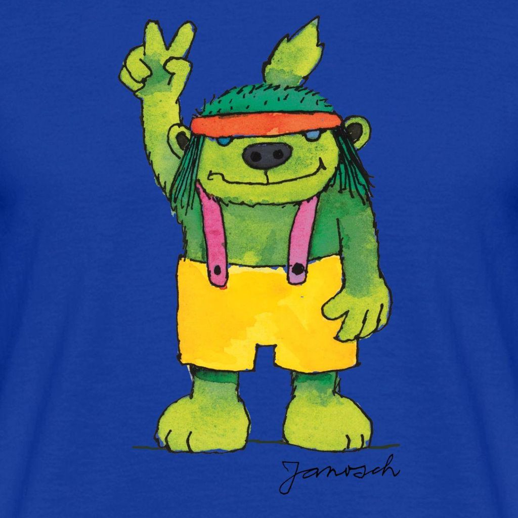 Spreadshirt Janosch Emil der Grünbar Peace Männer T-Shirt, XXL, Dunkelblau