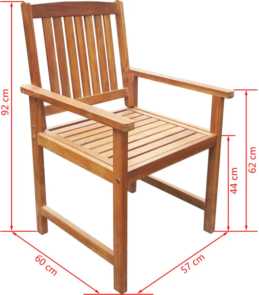 Set 2 Sedie da Giardino vidaXL in Legno Massello Acacia Marrone | Offerta - 6