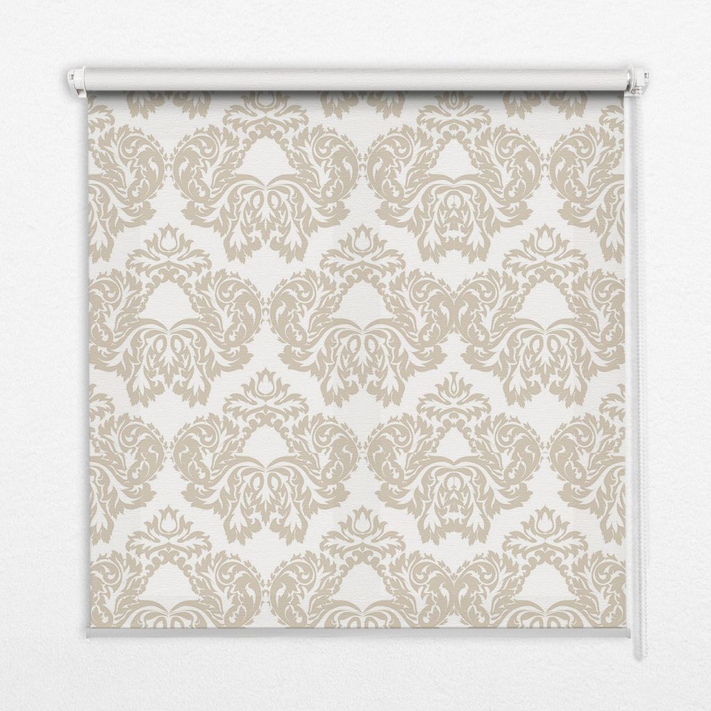 Seitenzug-Rollo Fensterrollo Jalousie - Thermo-Rollo Verdunkelungsrollo - 140x140 cm - Beige Muster
