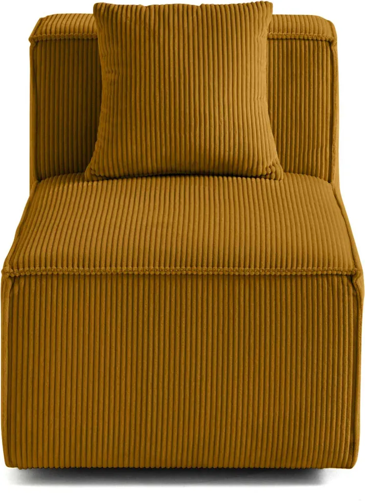 Lisa Design Arty module d'assise en velours côtelé jaune moutarde