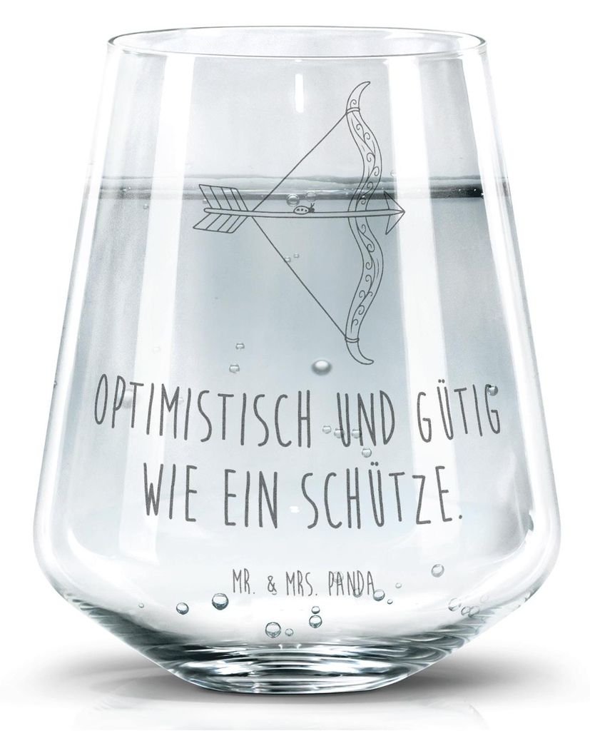 Mr. & Mrs. Panda Glas Sternzeichen Schütze - Transparent - Geschenk, Geburtstag November, Tumbler, Becherglas, Schützenfest, Wasserglas, getränk...