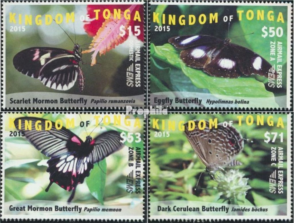 Briefmarken Tonga 2015 Mi 2056-2059 (kompl.Ausg.) postfrisch Schmetterlinge