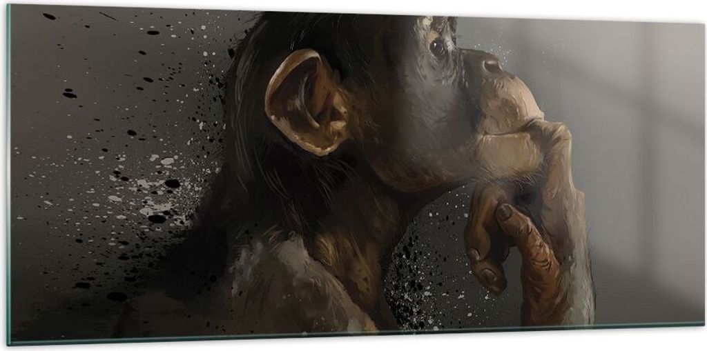Bilder auf glas - Einteilig - Schimpanse Porträt Grafik - 120x50cm - Glasbilder - Wandbilder - Bilder - Wanddekoration aus Glas - Glas Bilder - Wa...